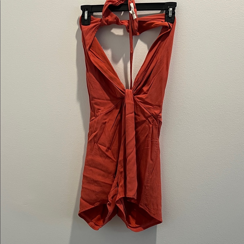 Red Halter Tie-Back Romper